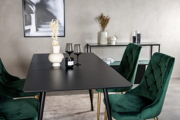 Silar Matgrupp Förlängningsbar 120 cm Rektangulär med 4 Velvet Deluxe stolar - Svart/Guld/Grön - Möbler - Bord & matgrupp - Matgrupp