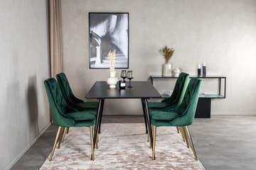 Silar Matgrupp Förlängningsbar 120 cm Rektangulär med 4 Velvet Deluxe stolar - Svart/Guld/Grön - Möbler - Bord & matgrupp - Matgrupp
