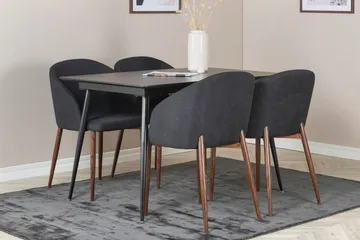 Silar Rektangulär Matgrupp 120-160 cm med 4 Arch Matstolar - svart - Möbler - Bord & matgrupp - Matgrupp