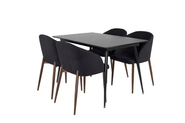 Silar Rektangulär Matgrupp 120-160 cm med 4 Arch Matstolar - svart - Möbler - Bord & matgrupp - Matgrupp