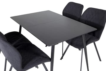 Silar Rektangulär Matgrupp 120-160 cm med 4 Gemma Matstolar - svart - Möbler - Bord & matgrupp - Matgrupp