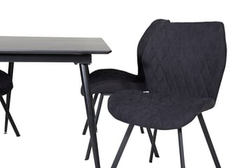 Silar Rektangulär Matgrupp 120-160 cm med 4 Gemma Matstolar - svart - Möbler - Bord & matgrupp - Matgrupp