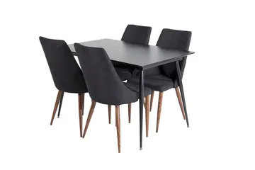 Silar Rektangulär Matgrupp 120-160 cm med 4 Leone Matstolar - svart - Möbler - Bord & matgrupp - Matgrupp