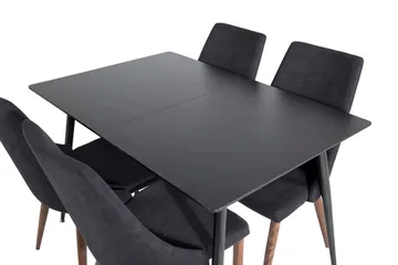 Silar Rektangulär Matgrupp 120-160 cm med 4 Leone Matstolar - svart - Möbler - Bord & matgrupp - Matgrupp