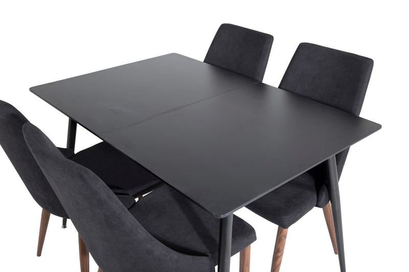Silar Rektangulär Matgrupp 120-160 cm med 4 Leone Matstolar - svart - Möbler - Bord & matgrupp - Matgrupp