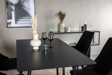 Silar Rektangulär Matgrupp 120-160 cm med 4 Leone Matstolar - svart - Möbler - Bord & matgrupp - Matgrupp
