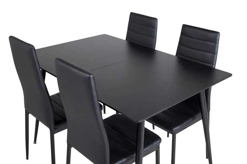 Silar Rektangulär Matgrupp 120-160 cm med 4 Slim Matstolar - svart - Möbler - Bord & matgrupp - Matgrupp
