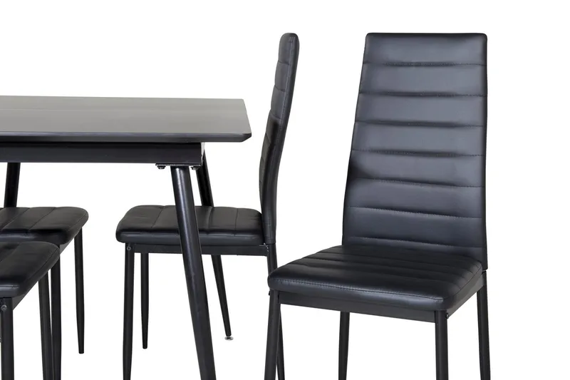 Silar Rektangulär Matgrupp 120-160 cm med 4 Slim Matstolar - svart - Möbler - Bord & matgrupp - Matgrupp
