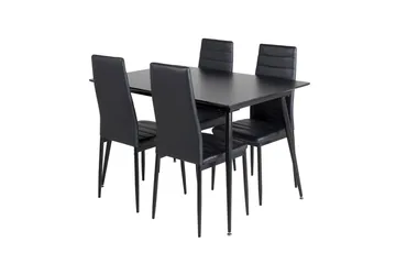 Silar Rektangulär Matgrupp 120-160 cm med 4 Slim Matstolar - svart - Möbler - Bord & matgrupp - Matgrupp