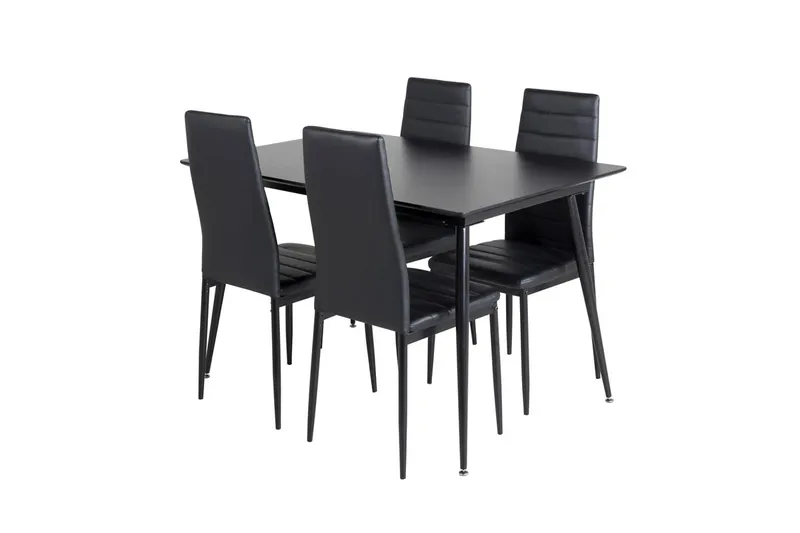 Silar Rektangulär Matgrupp 120-160 cm med 4 Slim Matstolar - svart - Möbler - Bord & matgrupp - Matgrupp