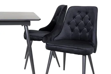 Silar Rektangulär Matgrupp 120-160 cm med 4 Velvet Deluxe Matstolar - svart - Möbler - Bord & matgrupp - Matgrupp