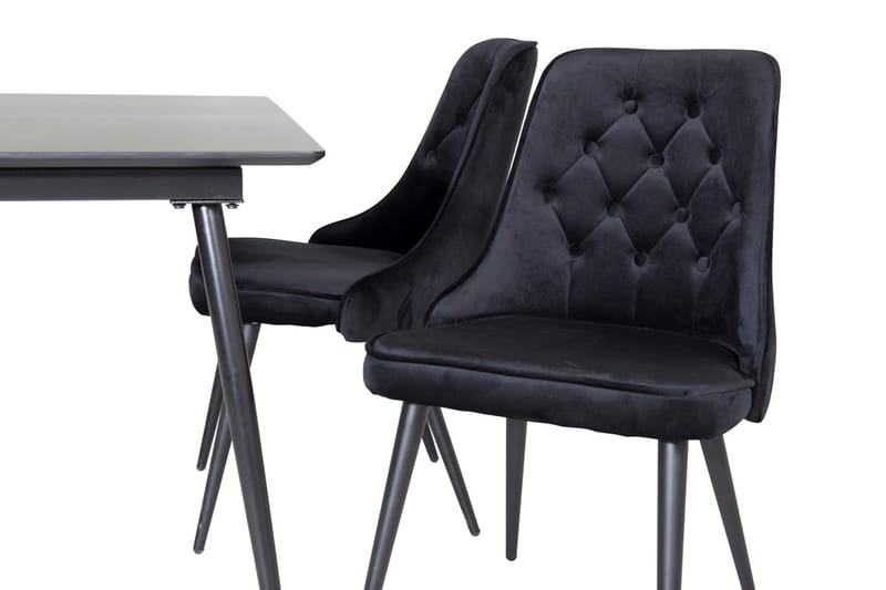 Silar Rektangulär Matgrupp 120-160 cm med 4 Velvet Deluxe Matstolar - svart - Möbler - Bord & matgrupp - Matgrupp