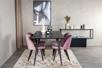 Silar Rektangulär Matgrupp 120-160 cm med 4 Velvet Matstolar - gammelrosa - Möbler - Bord & matgrupp - Matgrupp