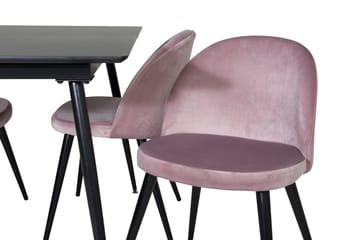 Silar Rektangulär Matgrupp 120-160 cm med 4 Velvet Matstolar - gammelrosa - Möbler - Bord & matgrupp - Matgrupp