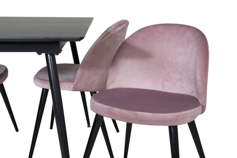 Silar Rektangulär Matgrupp 120-160 cm med 4 Velvet Matstolar - gammelrosa - Möbler - Bord & matgrupp - Matgrupp