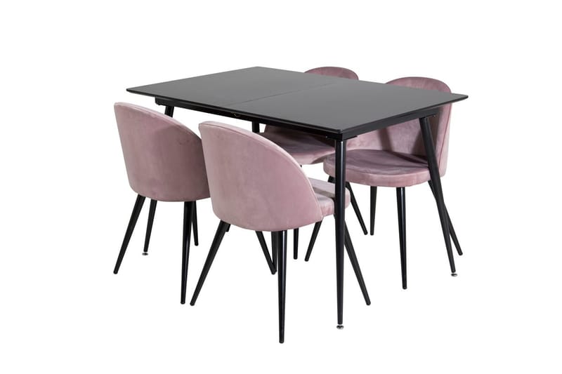 Silar Rektangulär Matgrupp 120-160 cm med 4 Velvet Matstolar - gammelrosa - Möbler - Bord & matgrupp - Matgrupp