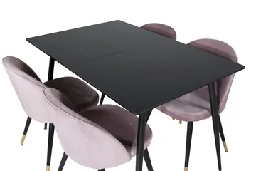 Silar Rektangulär Matgrupp 120-160 cm med 4 Velvet Matstolar - gammelrosa - Möbler - Bord & matgrupp - Matgrupp