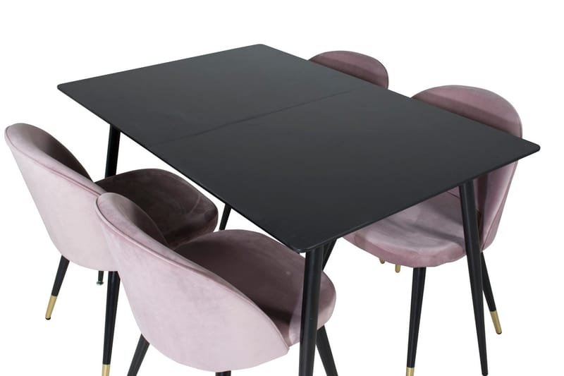 Silar Rektangulär Matgrupp 120-160 cm med 4 Velvet Matstolar - gammelrosa - Möbler - Bord & matgrupp - Matgrupp