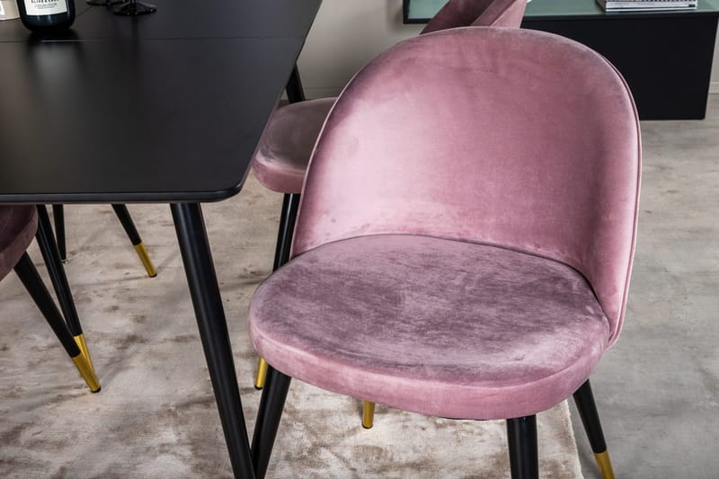 Silar Rektangulär Matgrupp 120-160 cm med 4 Velvet Matstolar - gammelrosa - Möbler - Bord & matgrupp - Matgrupp
