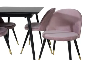 Silar Rektangulär Matgrupp 120-160 cm med 4 Velvet Matstolar - gammelrosa - Möbler - Bord & matgrupp - Matgrupp