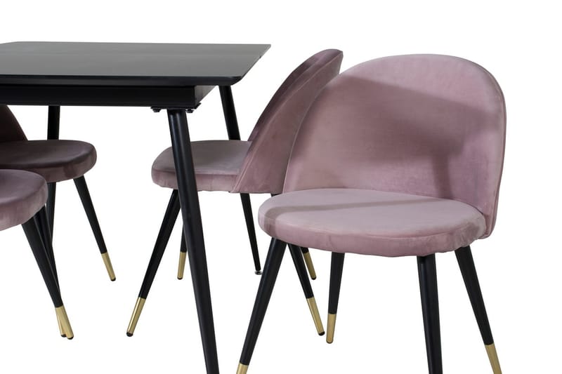 Silar Rektangulär Matgrupp 120-160 cm med 4 Velvet Matstolar - gammelrosa - Möbler - Bord & matgrupp - Matgrupp