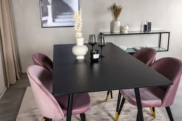 Silar Rektangulär Matgrupp 120-160 cm med 4 Velvet Matstolar - gammelrosa - Möbler - Bord & matgrupp - Matgrupp