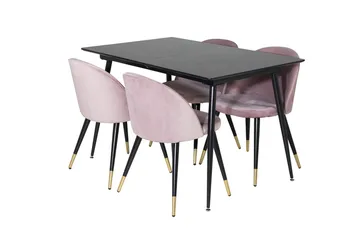Silar Rektangulär Matgrupp 120-160 cm med 4 Velvet Matstolar - gammelrosa - Möbler - Bord & matgrupp - Matgrupp
