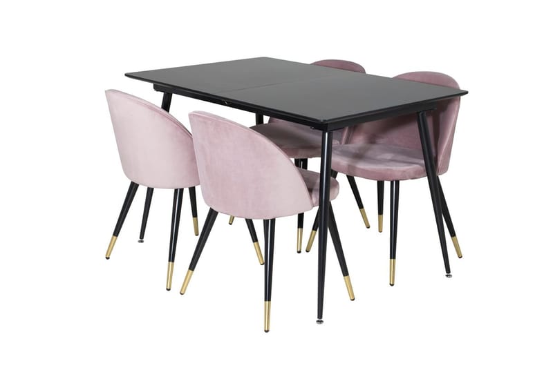 Silar Rektangulär Matgrupp 120-160 cm med 4 Velvet Matstolar - gammelrosa - Möbler - Bord & matgrupp - Matgrupp