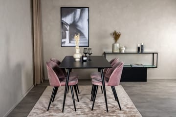 Silar Rektangulär Matgrupp 120-160 cm med 4 Velvet Matstolar - gammelrosa - Möbler - Bord & matgrupp - Matgrupp