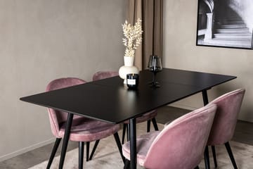 Silar Rektangulär Matgrupp 120-160 cm med 4 Velvet Matstolar - gammelrosa - Möbler - Bord & matgrupp - Matgrupp