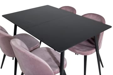 Silar Rektangulär Matgrupp 120-160 cm med 4 Velvet Matstolar - gammelrosa - Möbler - Bord & matgrupp - Matgrupp