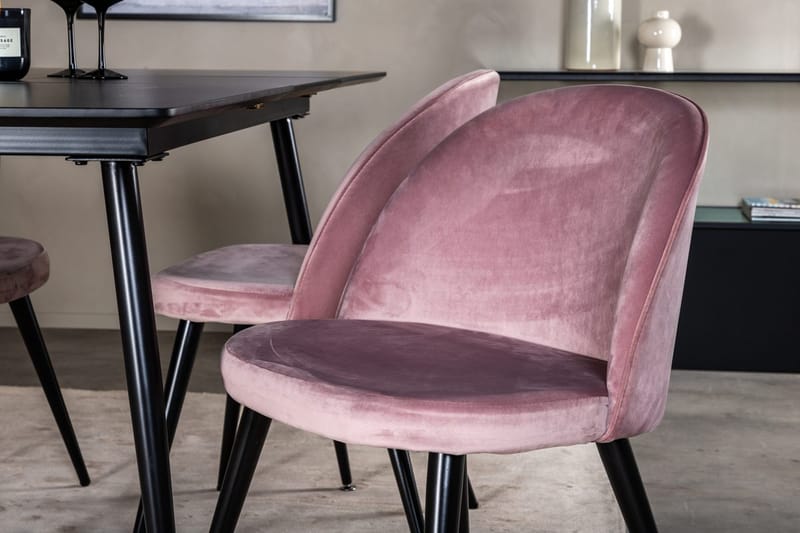 Silar Rektangulär Matgrupp 120-160 cm med 4 Velvet Matstolar - gammelrosa - Möbler - Bord & matgrupp - Matgrupp