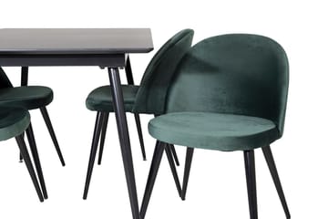 Silar Rektangulär Matgrupp 120-160 cm med 4 Velvet Matstolar - grön - Möbler - Bord & matgrupp - Matgrupp