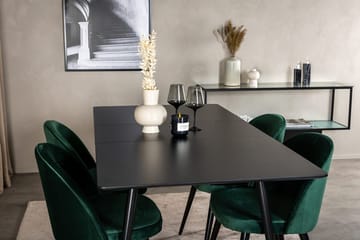 Silar Rektangulär Matgrupp 120-160 cm med 4 Velvet Matstolar - grön - Möbler - Bord & matgrupp - Matgrupp