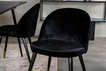 Silar Rektangulär Matgrupp 120-160 cm med 4 Velvet Matstolar - svart - Möbler - Bord & matgrupp - Matgrupp