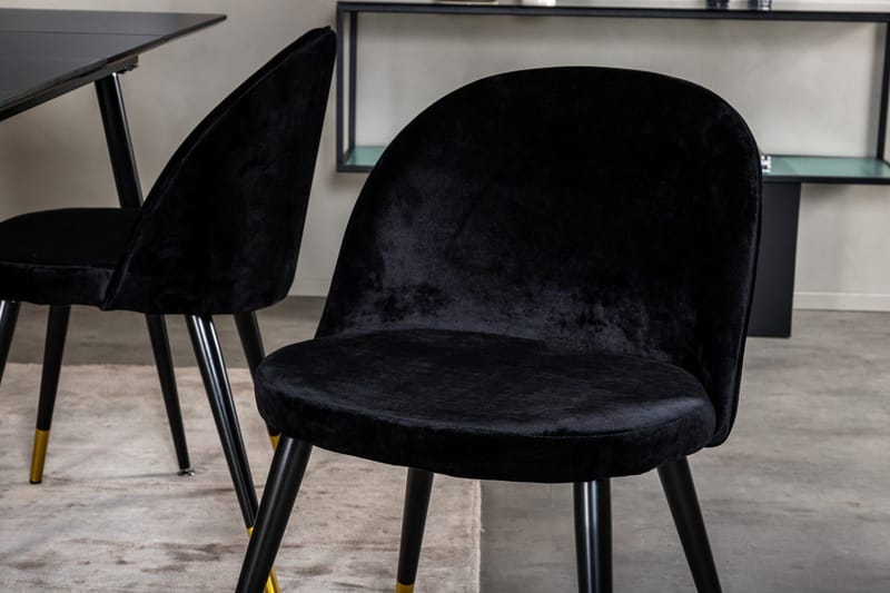 Silar Rektangulär Matgrupp 120-160 cm med 4 Velvet Matstolar - svart - Möbler - Bord & matgrupp - Matgrupp