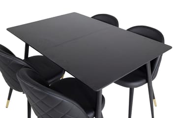 Silar Rektangulär Matgrupp 120-160 cm med 4 Velvet Matstolar - svart - Möbler - Bord & matgrupp - Matgrupp