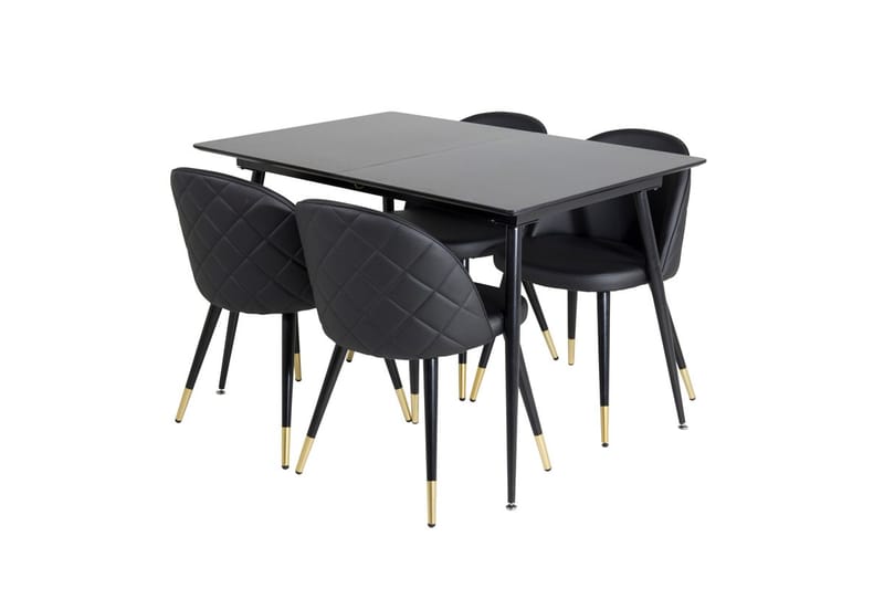 Silar Rektangulär Matgrupp 120-160 cm med 4 Velvet Matstolar - svart - Möbler - Bord & matgrupp - Matgrupp
