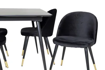 Silar Rektangulär Matgrupp 120-160 cm med 4 Velvet Matstolar - svart - Möbler - Bord & matgrupp - Matgrupp