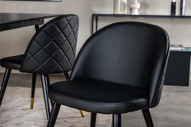 Silar Rektangulär Matgrupp 120-160 cm med 4 Velvet Matstolar - svart - Möbler - Bord & matgrupp - Matgrupp