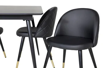 Silar Rektangulär Matgrupp 120-160 cm med 4 Velvet Matstolar - svart - Möbler - Bord & matgrupp - Matgrupp