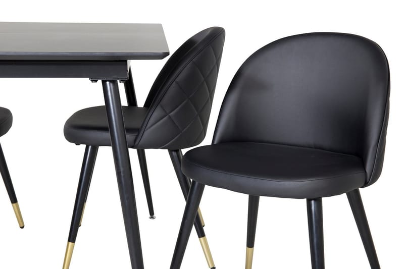 Silar Rektangulär Matgrupp 120-160 cm med 4 Velvet Matstolar - svart - Möbler - Bord & matgrupp - Matgrupp