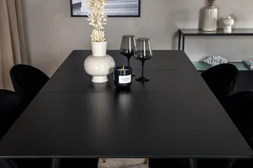 Silar Rektangulär Matgrupp 120-160 cm med 4 Velvet Matstolar - svart - Möbler - Bord & matgrupp - Matgrupp