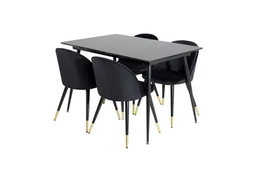 Silar Rektangulär Matgrupp 120-160 cm med 4 Velvet Matstolar - svart - Möbler - Bord & matgrupp - Matgrupp