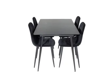 Silar Rektangulär Matgrupp 120-160 cm med 4 Polar Matstolar - svart - Möbler - Bord & matgrupp - Matgrupp
