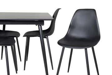 Silar Rektangulär Matgrupp 120-160 cm med 4 Polar Matstolar - svart - Möbler - Bord & matgrupp - Matgrupp