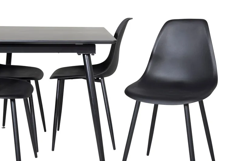 Silar Rektangulär Matgrupp 120-160 cm med 4 Polar Matstolar - svart - Möbler - Bord & matgrupp - Matgrupp