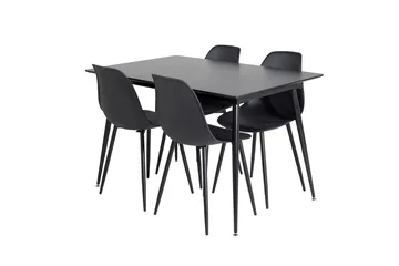Silar Rektangulär Matgrupp 120-160 cm med 4 Polar Matstolar - svart - Möbler - Bord & matgrupp - Matgrupp