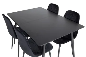 Silar Rektangulär Matgrupp 120-160 cm med 4 Polar Matstolar - svart - Möbler - Bord & matgrupp - Matgrupp