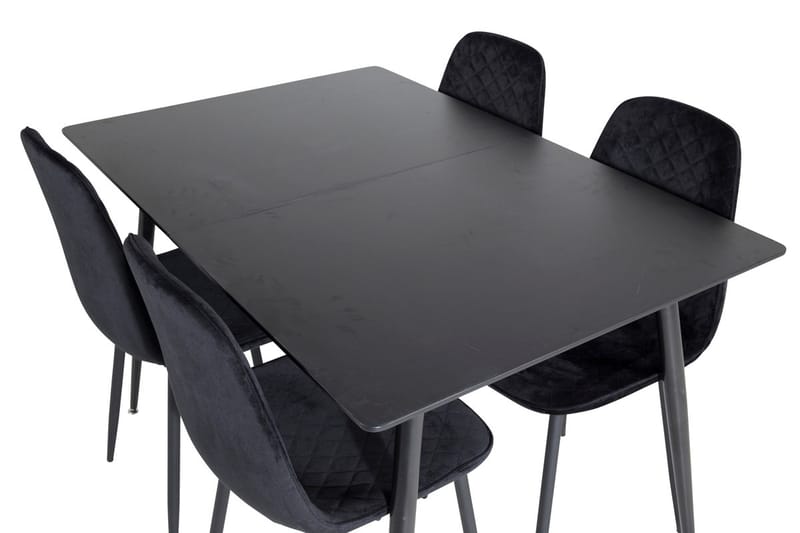 Silar Rektangulär Matgrupp 120-160 cm med 4 Polar Matstolar - svart - Möbler - Bord & matgrupp - Matgrupp